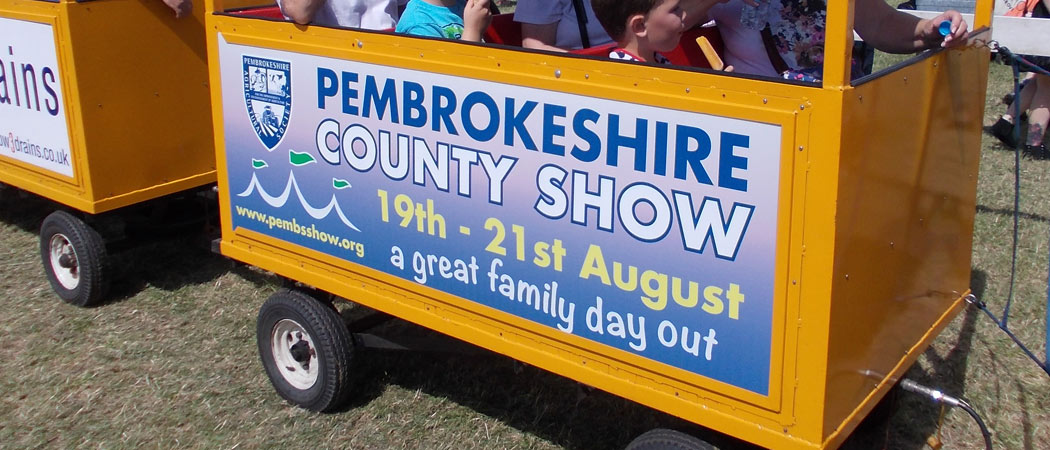 Advertising on the Land Train at the Pembrokeshire show 2014