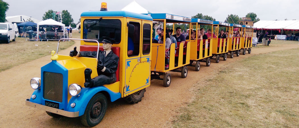The Land Train pulls away at Fairlop Waters Show 2014