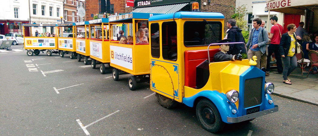 The Land Train set up ready to go at The Fair in the Square 2014